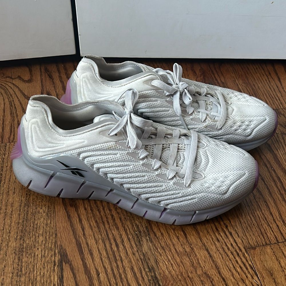 Reebok Women's White and Light Purple Athletic Sneakers